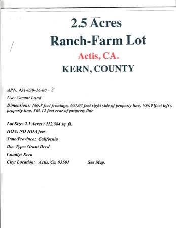 $20,000 / 212349ft2 - 2.5 ACRES A-1 ZONED LAND (ROSAMOND, CA.)