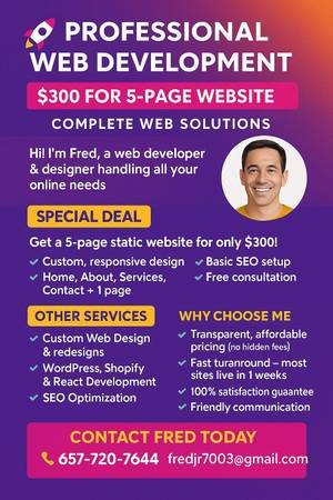 Small Business Website Package – $300 Flat Rate for Web Design and SEO (Los Angeles County)