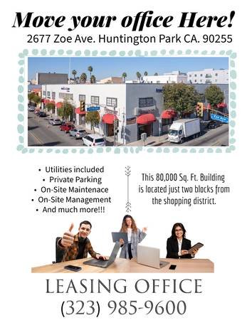 Entrepreneurs Welcome, Private Offices Available (Huntington Park)