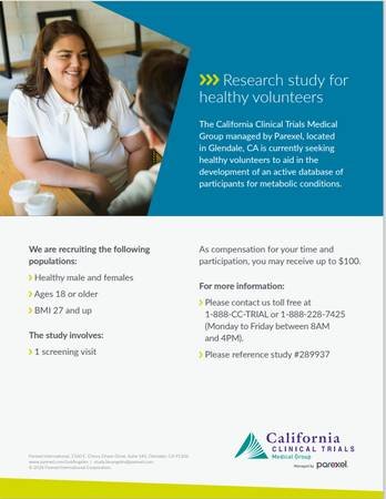 Paid Research Study for Healthy Volunteers (Glendale)